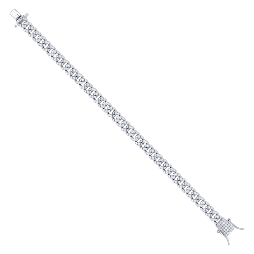 925 Sterling Silver 2.70ct Moissanite Miami Cuban Chain Bracelet 6mm 7 Inches