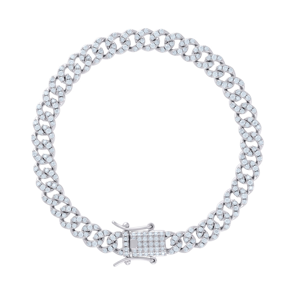 925 Sterling Silver 2.70ct Moissanite Miami Cuban Chain Bracelet 6mm 7 Inches