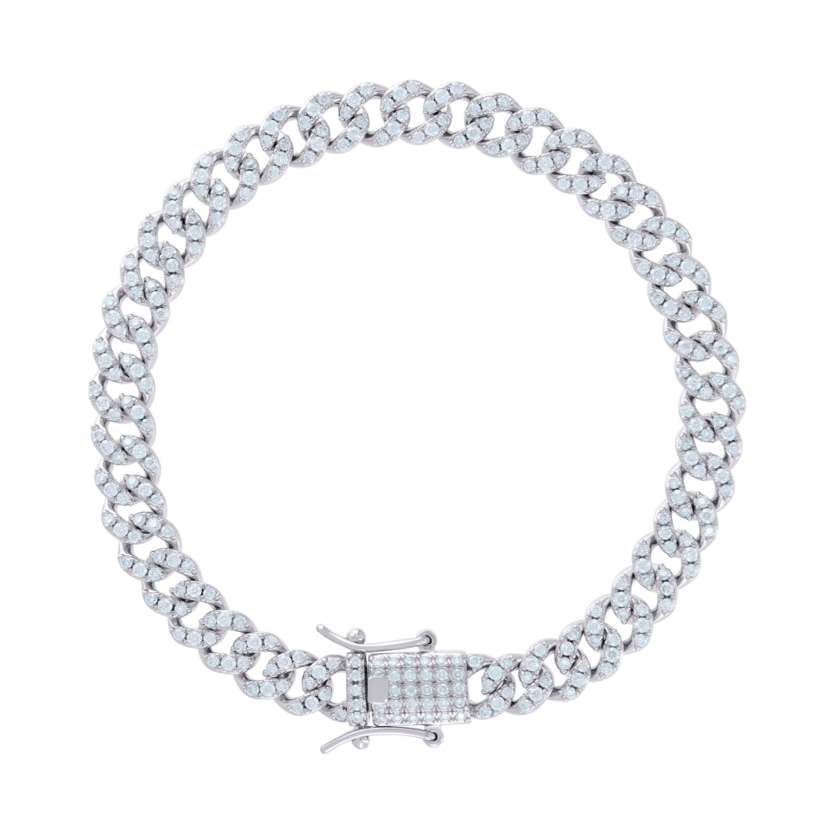 925 Sterling Silver 2.70ct Moissanite Miami Cuban Chain Bracelet 6mm 7 Inches
