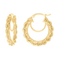 10K Yellow Gold Womens Fancy Twisted Rope Hoop Earrings 3mm-25