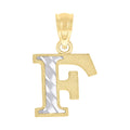 10K Two-Tone Gold Unisex Diamond-Cut Initial F Charm Pendant