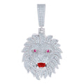 925 Sterling Silver Mens Purple White 7.69ct Moissanite Red Enameled Leo/Lion Head Zodiac Sign/Wildlife Pendant