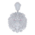 925 Sterling Silver Mens 1.76ct Pink White Moissanite Leo/Lion Head Zodiac Sign/Wildlife Pendant