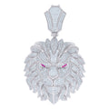925 Sterling Silver Mens Purple White 11.9ct Moissanite Leo/Lion Head Zodiac Sign/Wildlife Pendant