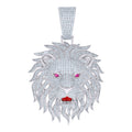 925 Sterling Silver Mens Purple White 10.8ct Moissanite Red Enameled Leo/Lion Head Zodiac Sign/Wildlife Pendant