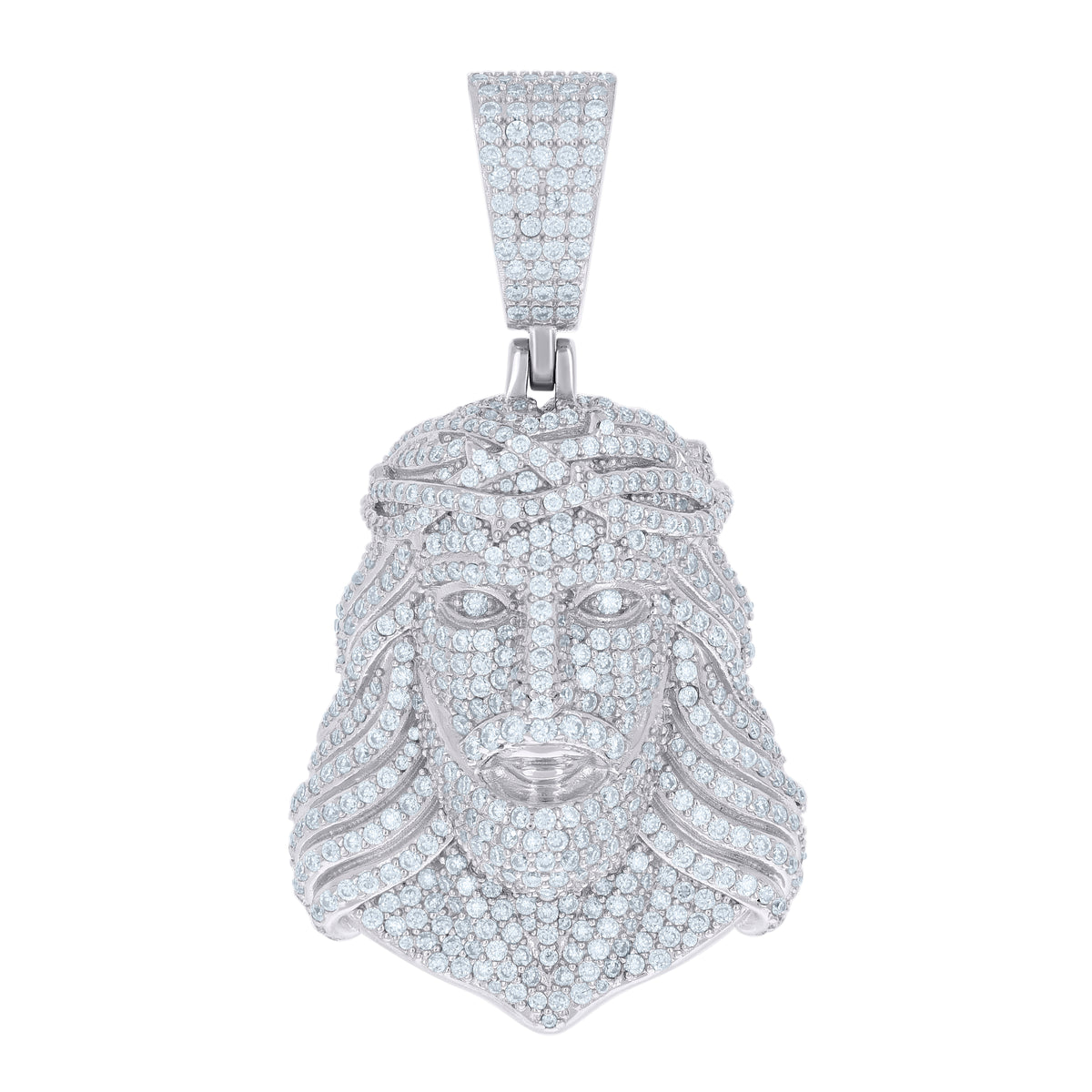 925 Sterling Silver Mens 8.38ct Moissanite Jesus Religious Pendant
