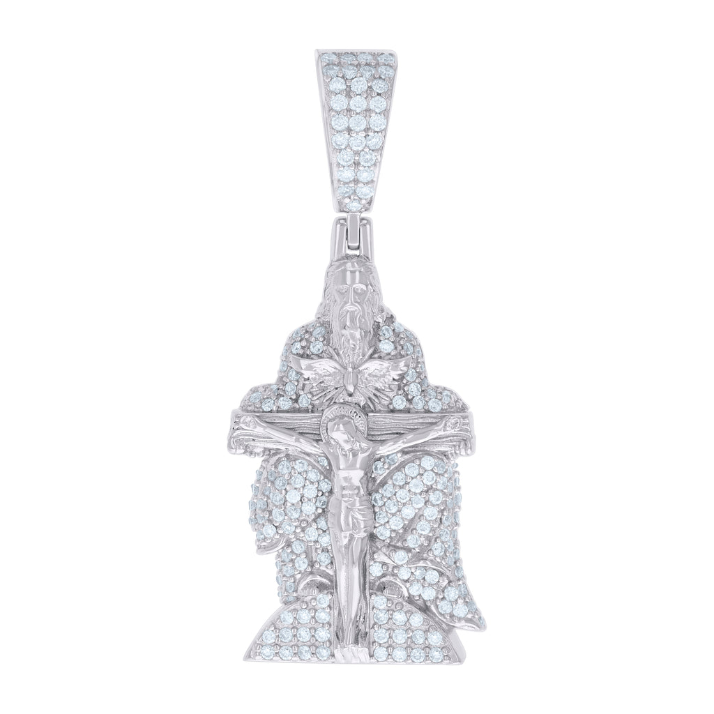 925 Sterling Silver Mens 1.06ct Moissanite Crucifix Jesus Religious Pendant