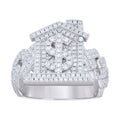 925 Sterling Silver Mens Baguette 1.22ct Round Moissanite Dollar Sign Trap House Fashion Ring Size 10