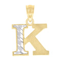10K Two-Tone Gold Unisex Diamond-Cut Initial K Charm Pendant