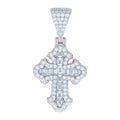 925 Sterling Silver Mens 1.05ct Baguette 1.23ct Round Moissanite Cross Religious Charm Pendant