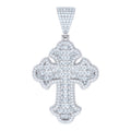 925 Sterling Silver Mens 6.79ct Baguette 3.69ct Round Moissanite Cross Religious Charm Pendant