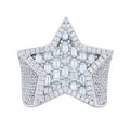 925 Sterling Silver Mens 2.25ct Baguette 3.36ct Round Moissanite Star Fashion Ring