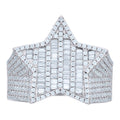 925 Sterling Silver Mens 1.17ct Baguette 1.30ct Round Moissanite Star Fashion Ring Size 10