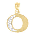 10K Two-Tone Gold Unisex Diamond-Cut Initial O Charm Pendant