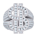 925 Sterling Silver Mens 3.37ct Moissanite Fashion Dollar Sign Currency Ring