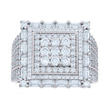 925 Sterling Silver Mens 1.57ct Baguette 2.16ct Round Moissanite Square Head Fashion Ring Size 9