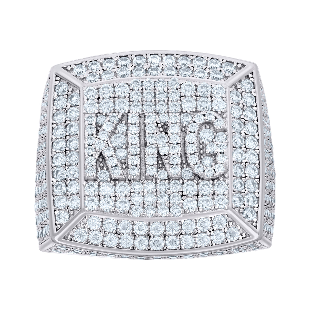 925 Sterling Silver Mens 5.08ct Moissanite KING Square Head Fashion Ring