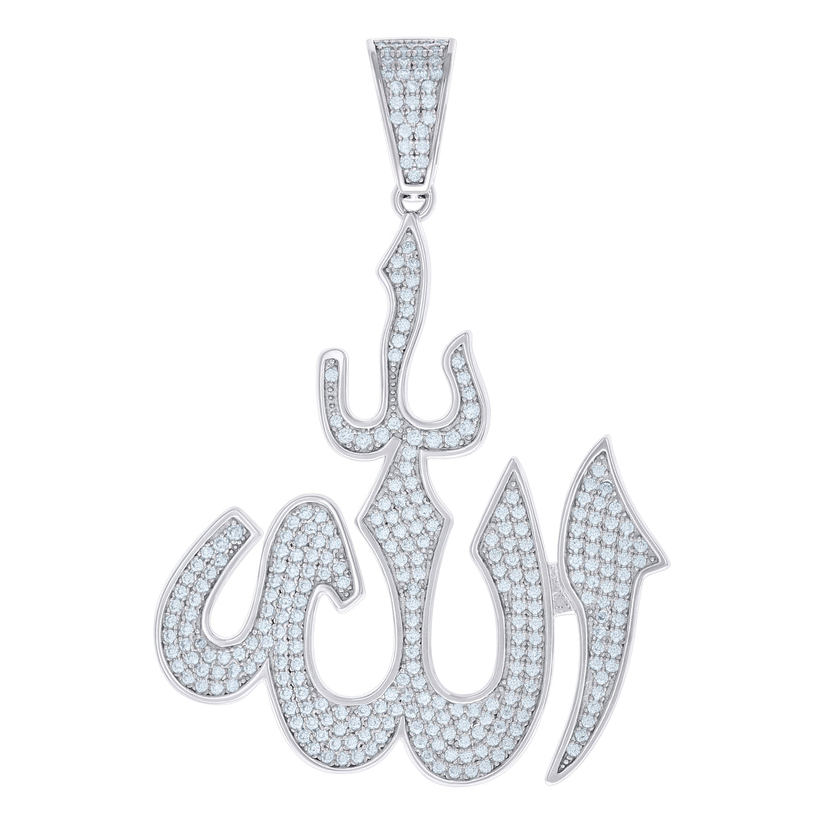 925 Sterling Silver Mens 1.52ct Moissanite ALLAH Religious Symbol Pendant