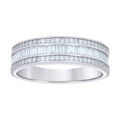 925 Sterling Silver Womens Baguette Round 1.20ct Moissanite Fashion Wedding Band Ring Size 7
