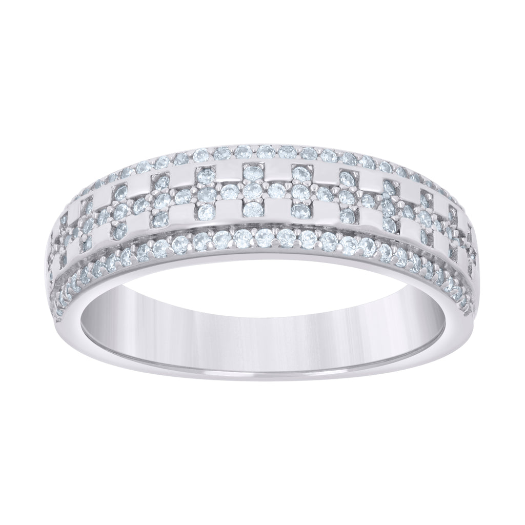 925 Sterling Silver Womens 0.55ct Moissanite Fashion Wedding Band Ring Size 9