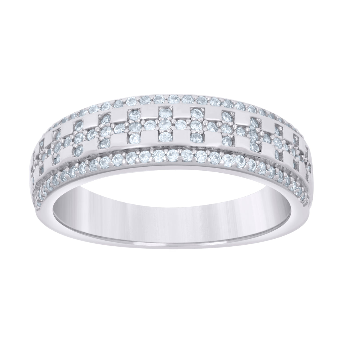 925 Sterling Silver Womens 0.55ct Moissanite Fashion Wedding Band Ring Size 9