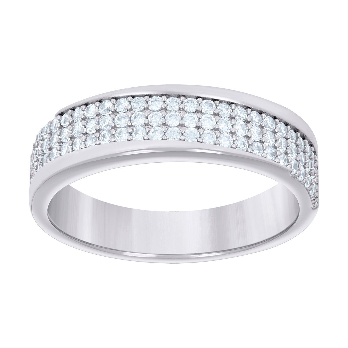 925 Sterling Silver Womens 0.60ct Moissanite Fashion Wedding Band Ring