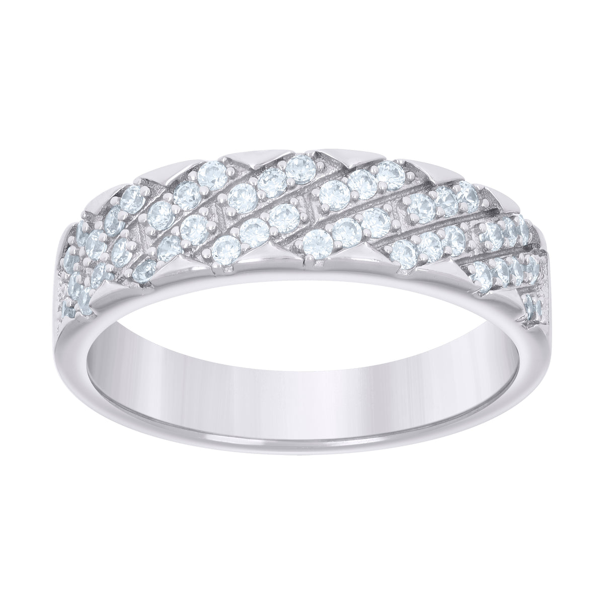 925 Sterling Silver Womens 0.55ct Moissanite Fashion Wedding Band Ring Size 5