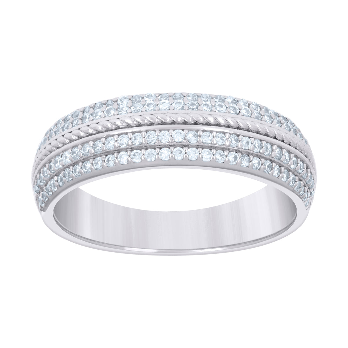 925 Sterling Silver Womens 0.59ct Moissanite Fashion Wedding Band Ring