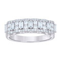 925 Sterling Silver Womens Baguette Round 1.19ct Moissanite Fashion Wedding Band Ring Size 6