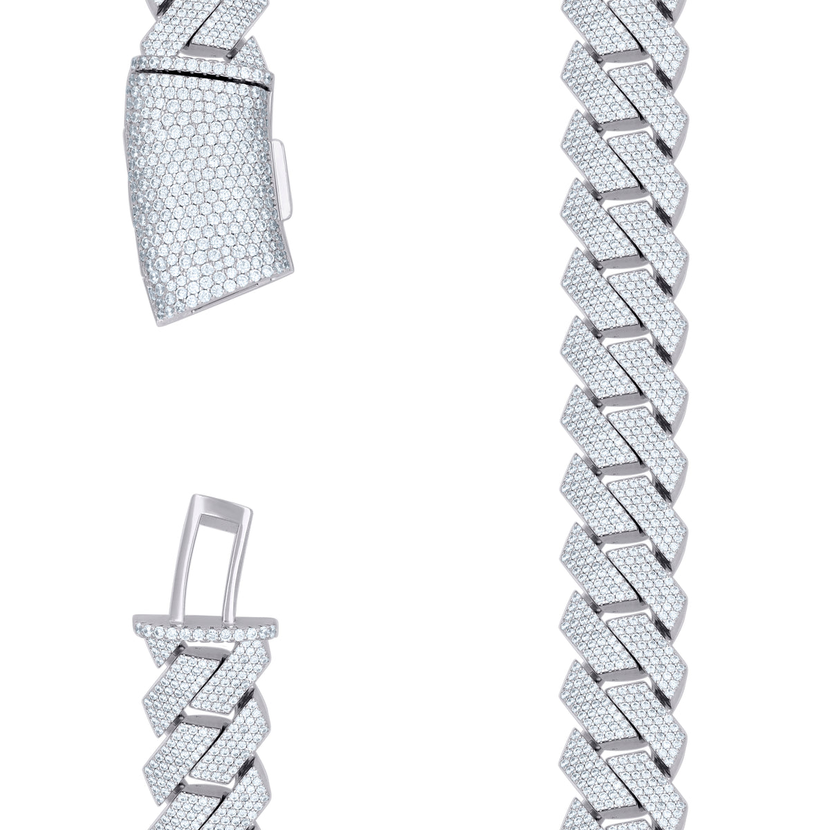 925 Sterling Silver Cubic-Zirconia Cuban Chain Necklace 18mm