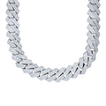 925 Sterling Silver Cubic-Zirconia Cuban Chain Necklace 18mm