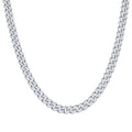 925 Sterling Silver Cubic-Zirconia Cuban Chain Necklace 8mm Size 18 Inches