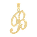 10K Yellow Gold Unisex Diamond-Cut Initial B Charm Pendant
