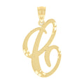 10K Yellow Gold Diamond-Cut Unisex C Initial Charm Pendant