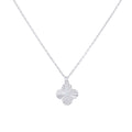 925 Sterling Silver Womens Cubic-Zirconia Clover Good Luck Charm Necklace Size 16 + 2 Inches