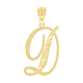 10K Yellow Gold Unisex Diamond-Cut Initial D Charm Pendant