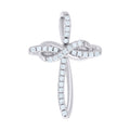 925 Sterling Silver Unisex Cubic-Zirconia Intertwined Cross Religious Charm Pendant