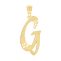 10K Yellow Gold Unisex Diamond-Cut Initial G Charm Pendant