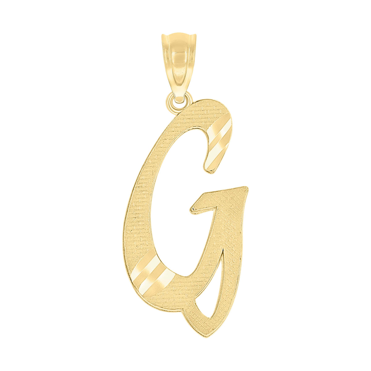 10K Yellow Gold Unisex Diamond-Cut Initial G Charm Pendant