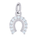 925 Sterling Silver Unisex Cubic-Zirconia Horseshoe Good Luck Pendant