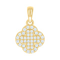 925 Sterling Silver Yellow-tone Womens Cubic-Zirconia Clover Goodluck Charm Pendant