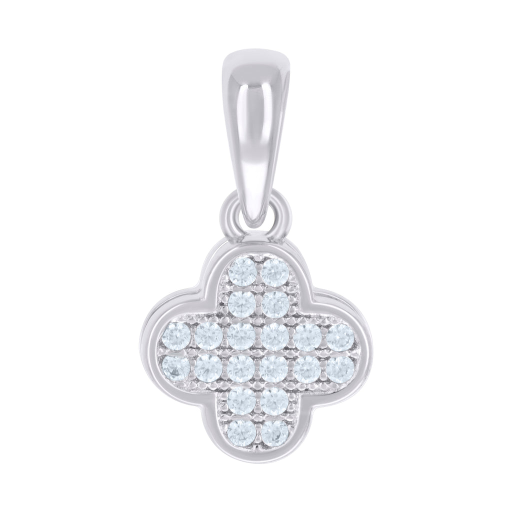 925 Sterling Silver Womens Cubic-Zirconia Clover Goodluck Charm Pendant