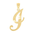 10K Yellow Gold Unisex Diamond-Cut Initial I Charm Pendant