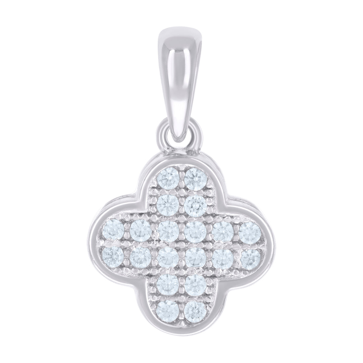 925 Sterling Silver Womens 0.21ct Moissanite Clover Good Luck Pendant