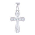 925 Sterling Silver Unisex Round Cubic-Zirconia Cross Religious Charm Pendant