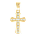 925 Sterling Silver Yellow-tone Unisex Round Cubic-Zirconia Cross Religious Charm Pendant