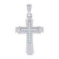 925 Sterling Silver Unisex Cubic-Zirconia Cross Religious Charm Pendant