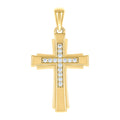 925 Sterling Silver Yellow-tone Unisex Cubic-Zirconia Cross Religious Charm Pendant