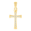925 Sterling Silver Yellow-tone Unisex Round Cubic-Zirconia Cross Religious Charm Pendant