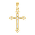 925 Sterling Silver Yellow-tone Unisex Round Cubic-Zirconia Cross Religious Charm Pendant